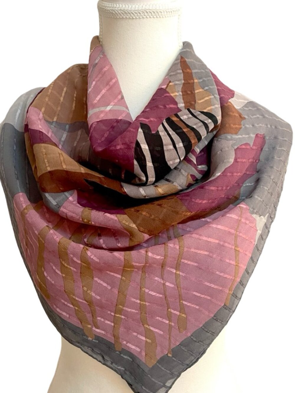 Tina Lauri 100% Silk Floral Scarf 33" x 33" Square